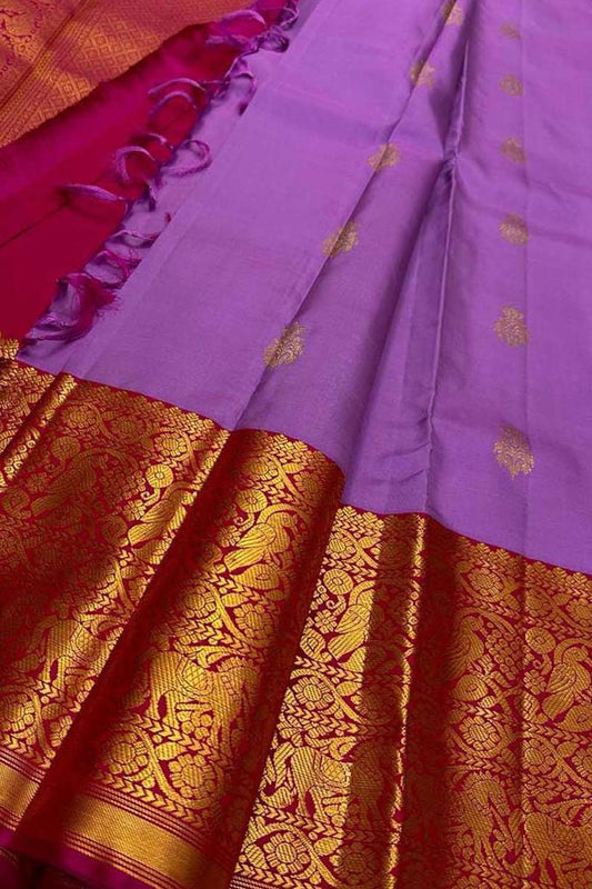 Exquisite Purple Kanjeevaram Silk Saree - Handloom Beauty - Luxurion World