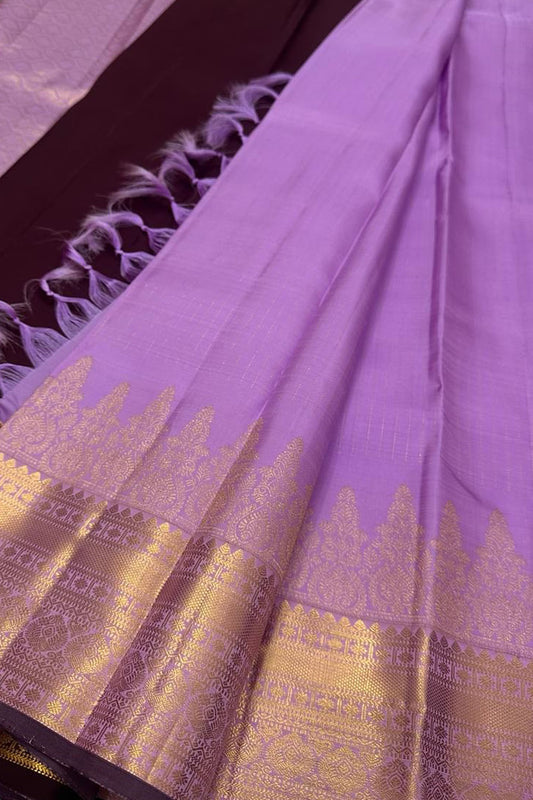 Exquisite Purple Kanjeevaram Silk Saree - Handloom Beauty - Luxurion World