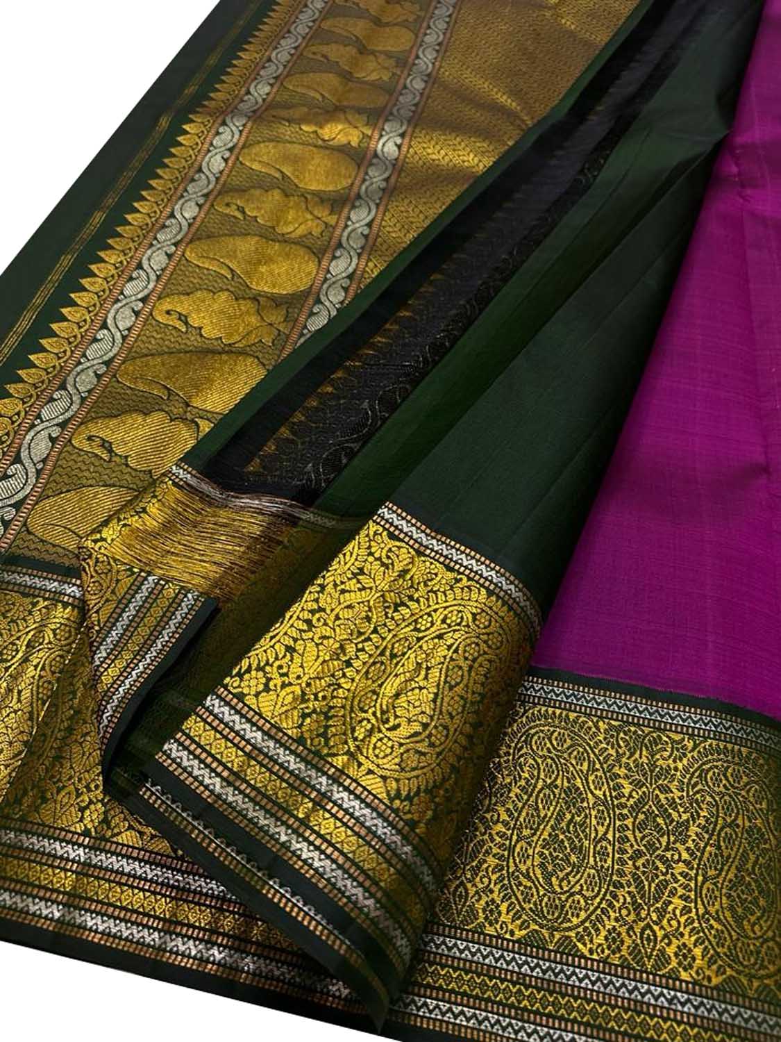 Exquisite Purple Kanjeevaram Pure Silk Saree - Luxurion World