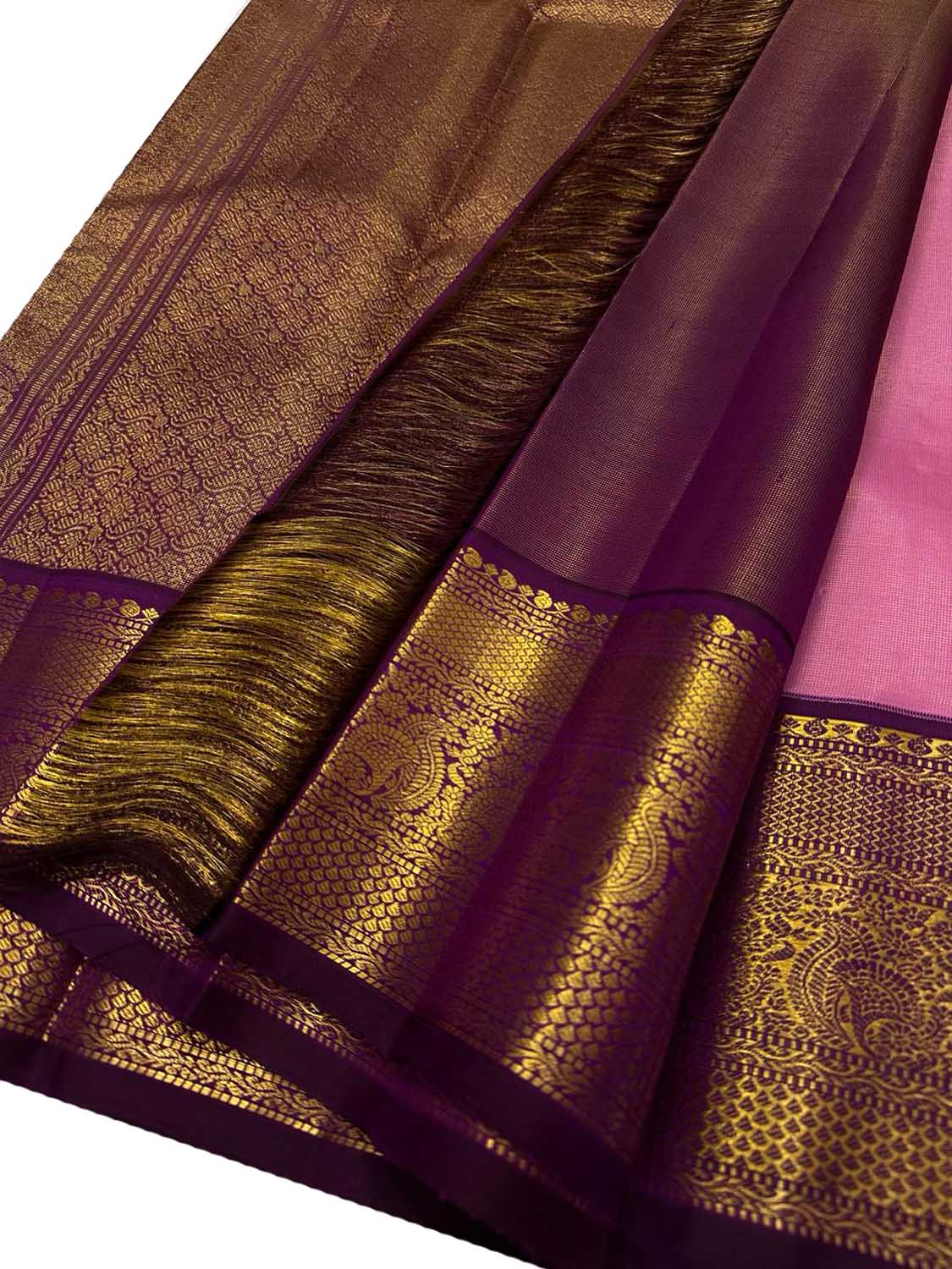 Exquisite Pink Handloom Kanjeevaram Silk Saree - Luxurion World