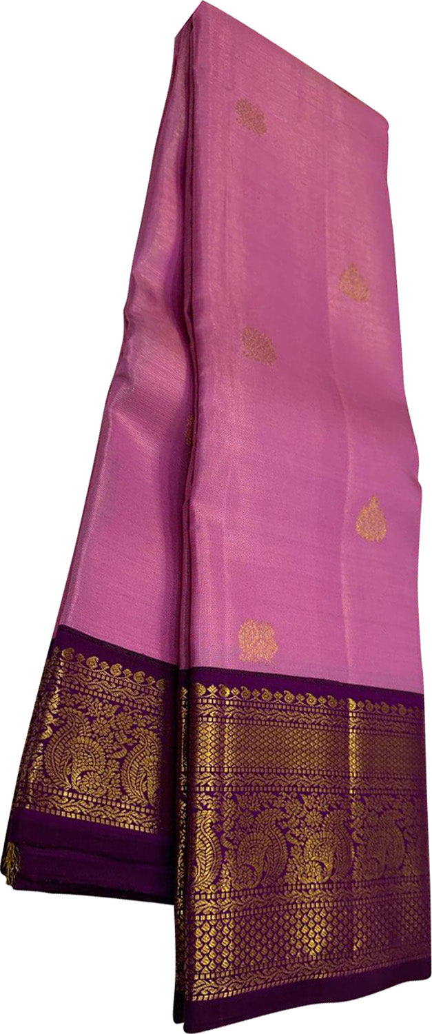 Exquisite Pink Handloom Kanjeevaram Silk Saree - Luxurion World