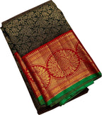 Green Handloom Kanjeevaram Pure Silk Saree - Elegant and Luxurious - Luxurion World