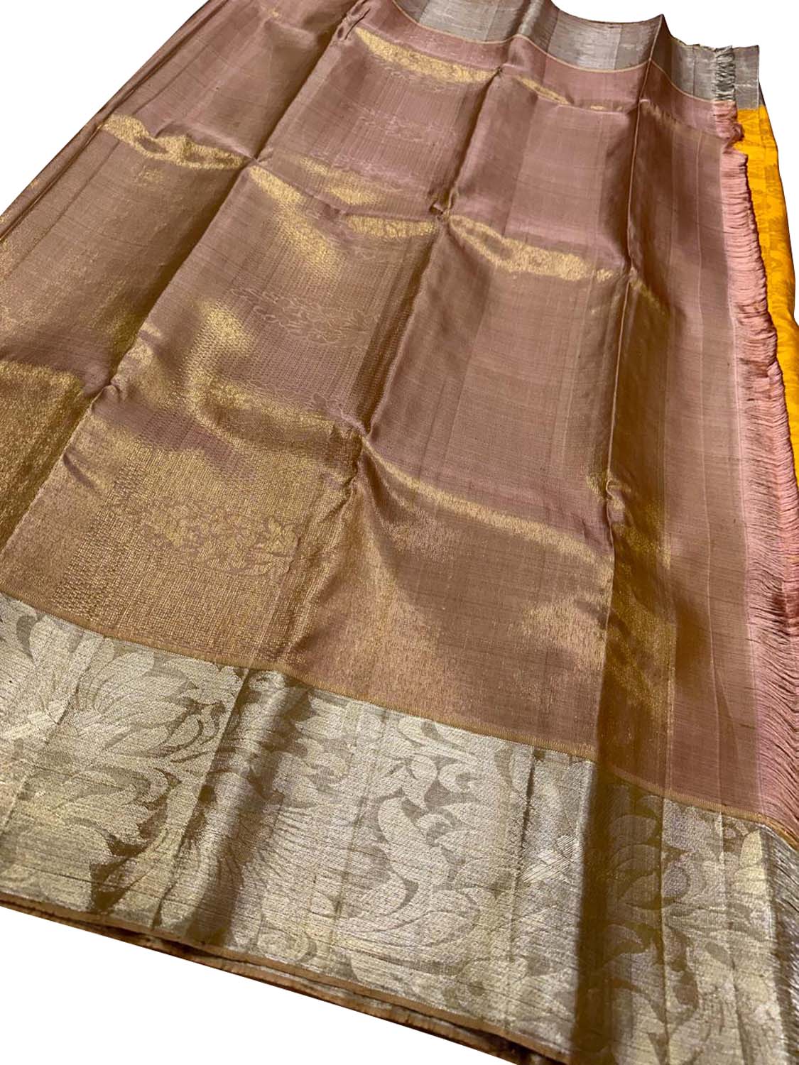 Yellow Handloom Kanjeevaram Silk Saree - Pure Elegance - Luxurion World