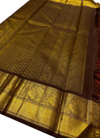 Vibrant Pink & Orange Handloom Kanjeevaram Silk Saree - Luxurion World
