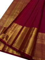 Exquisite Maroon Handloom Kanjeevaram Silk Saree - Luxurion World