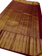 Exquisite Maroon Handloom Kanjeevaram Silk Saree - Luxurion World