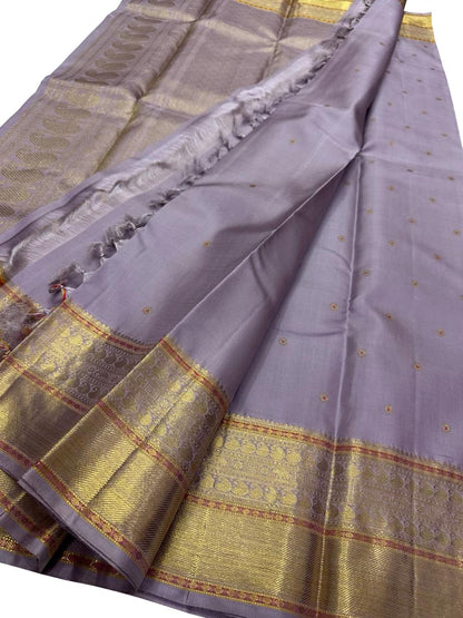Exquisite Purple Handloom Kanjeevaram Pure Silk Saree - Luxurion World