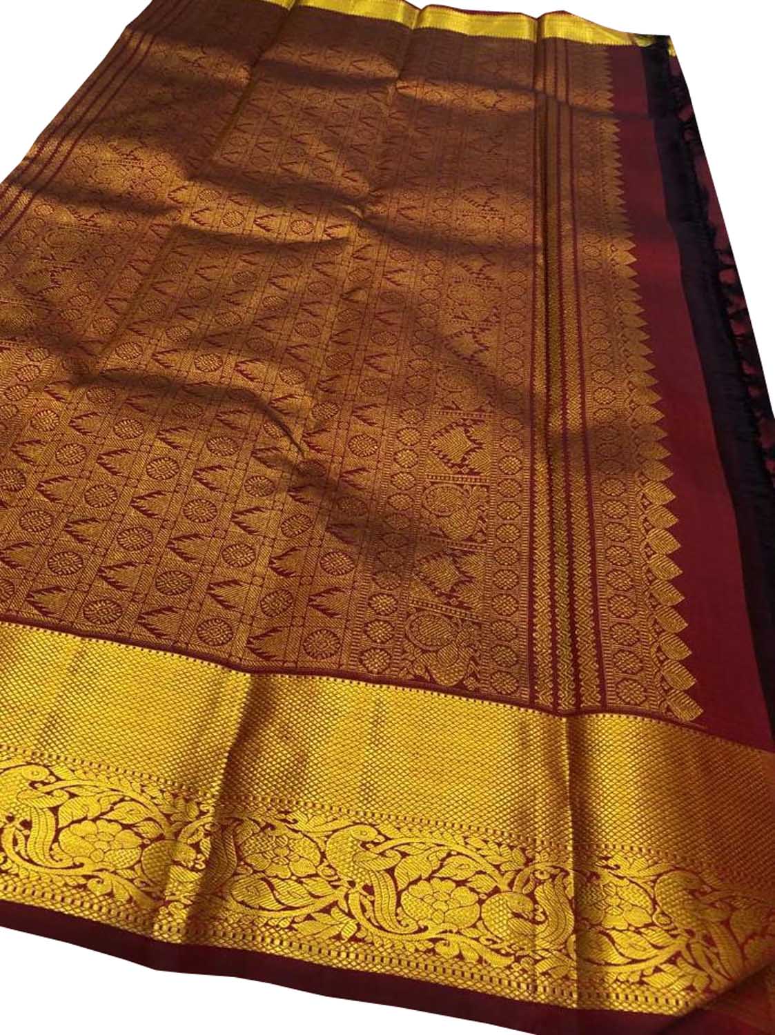 Exquisite Maroon Handloom Kanjeevaram Pure Silk Saree - Luxurion World