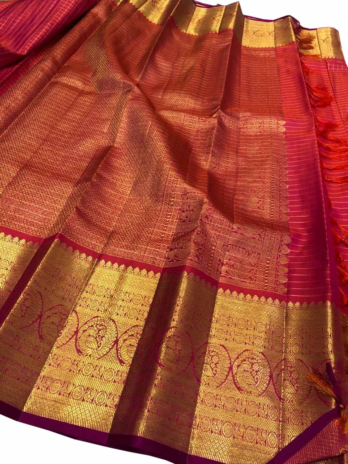 Exquisite Pink Handloom Kanjeevaram Pure Silk Saree - Luxurion World
