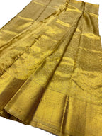 Exquisite Golden Handloom Kanjeevaram Silk Saree - Luxurion World