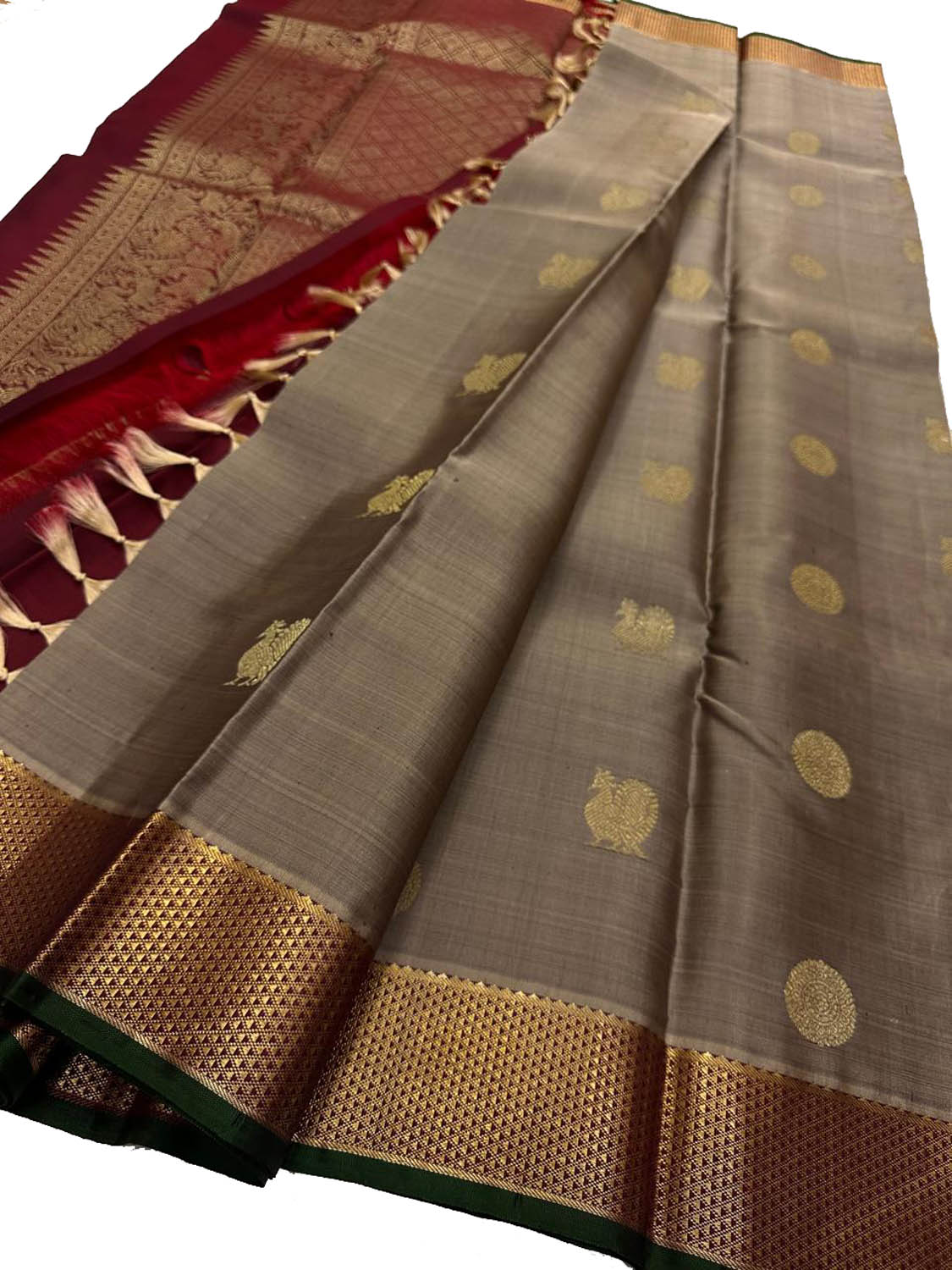 Elegant Grey Handloom Kanjeevaram Silk Saree - Luxurion World