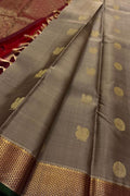 Elegant Grey Handloom Kanjeevaram Silk Saree - Luxurion World