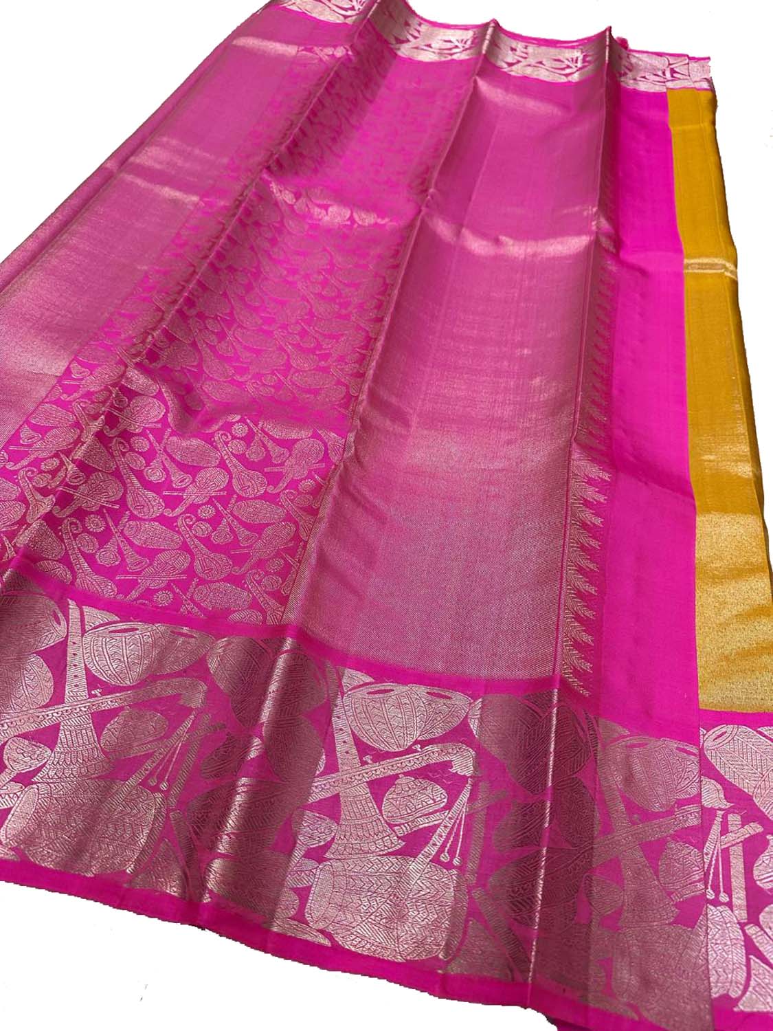 Yellow Handloom Kanjeevaram Silk Saree - Pure Elegance - Luxurion World