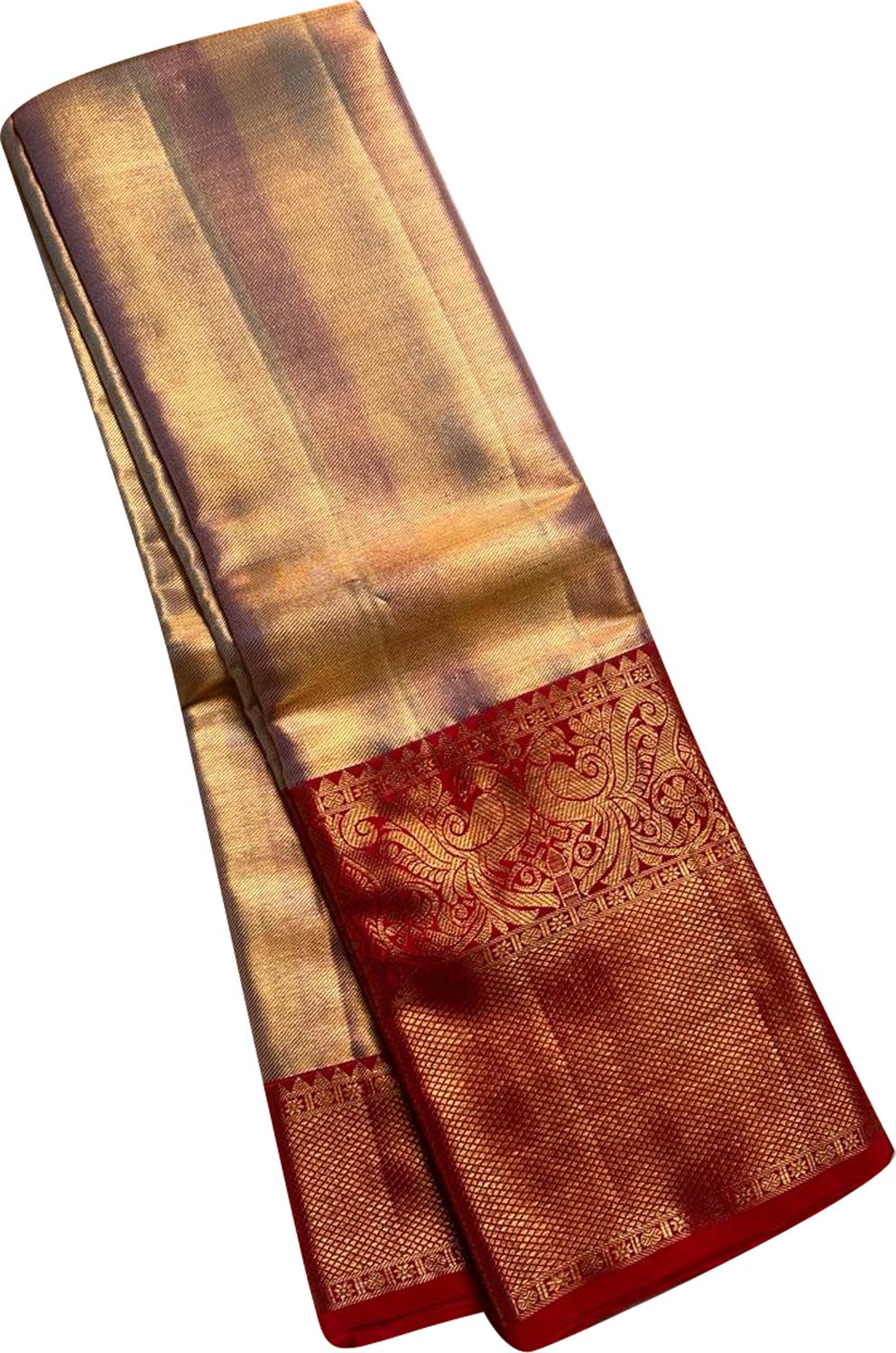 Exquisite Golden Kanjeevaram Silk Saree - Handloom Pure - Luxurion World