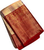 Exquisite Golden Kanjeevaram Silk Saree - Handloom Pure - Luxurion World