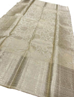 Exquisite Silver Handloom Kanjeevaram Pure Silk Saree - Luxurion World