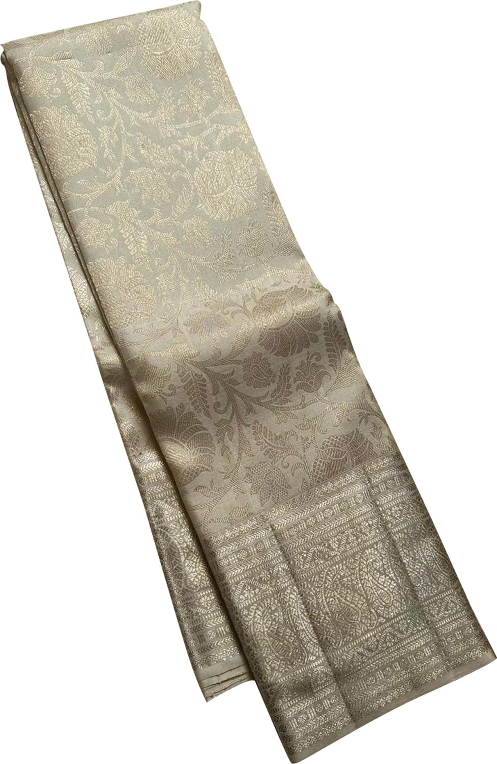 Exquisite Silver Handloom Kanjeevaram Pure Silk Saree - Luxurion World