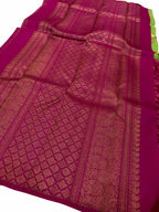 Green Handloom Kanjeevaram Pure Silk Saree - Elegant and Luxurious - Luxurion World
