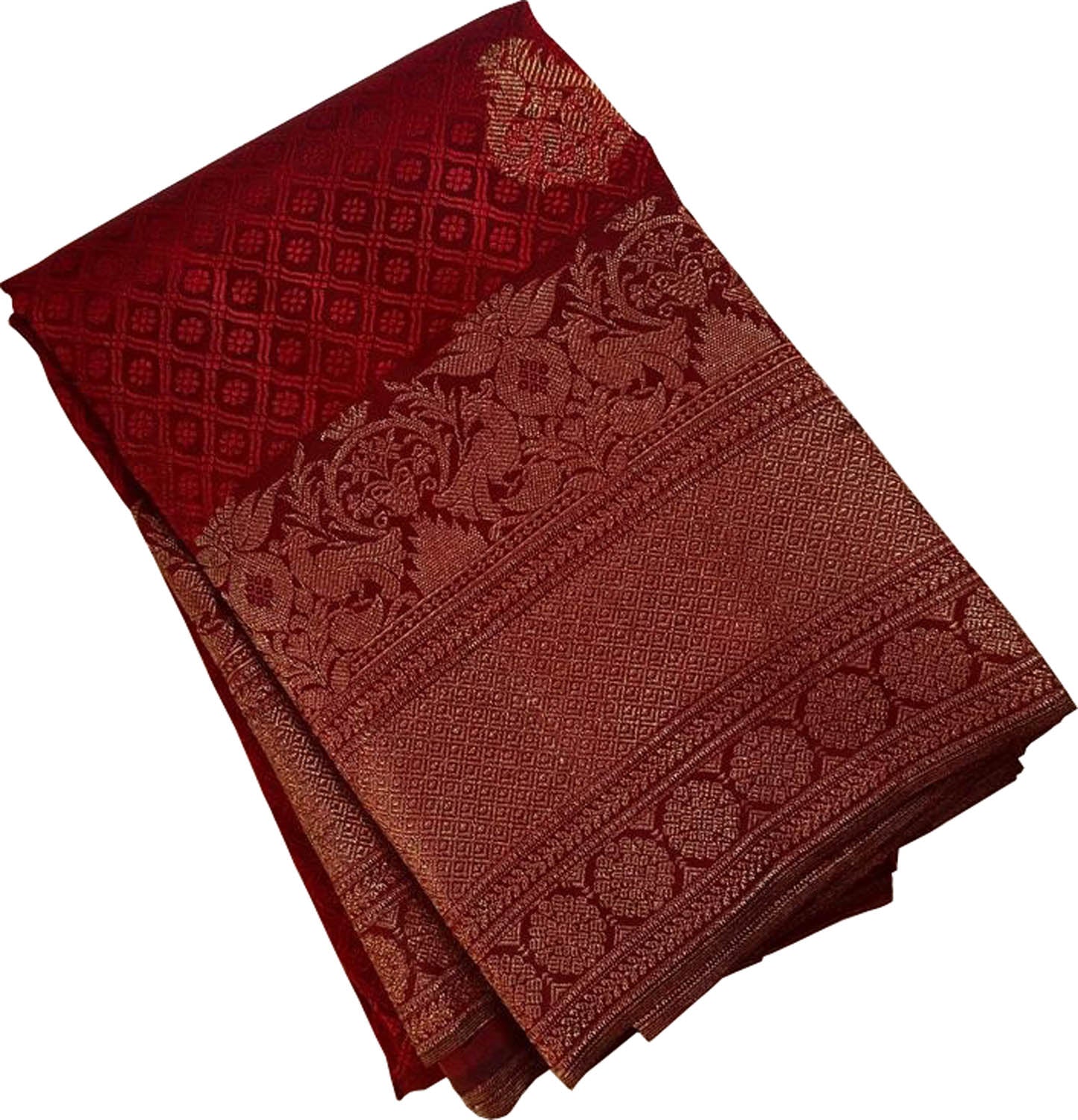 Maroon Handloom Kanjeevaram Pure Silk Saree - Luxurion World