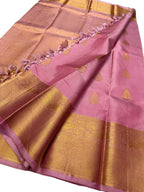 Exquisite Pink Handloom Kanjeevaram Silk Saree - Luxurion World