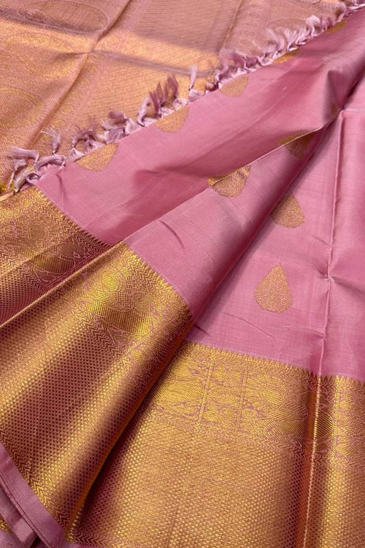 Exquisite Pink Handloom Kanjeevaram Silk Saree - Luxurion World