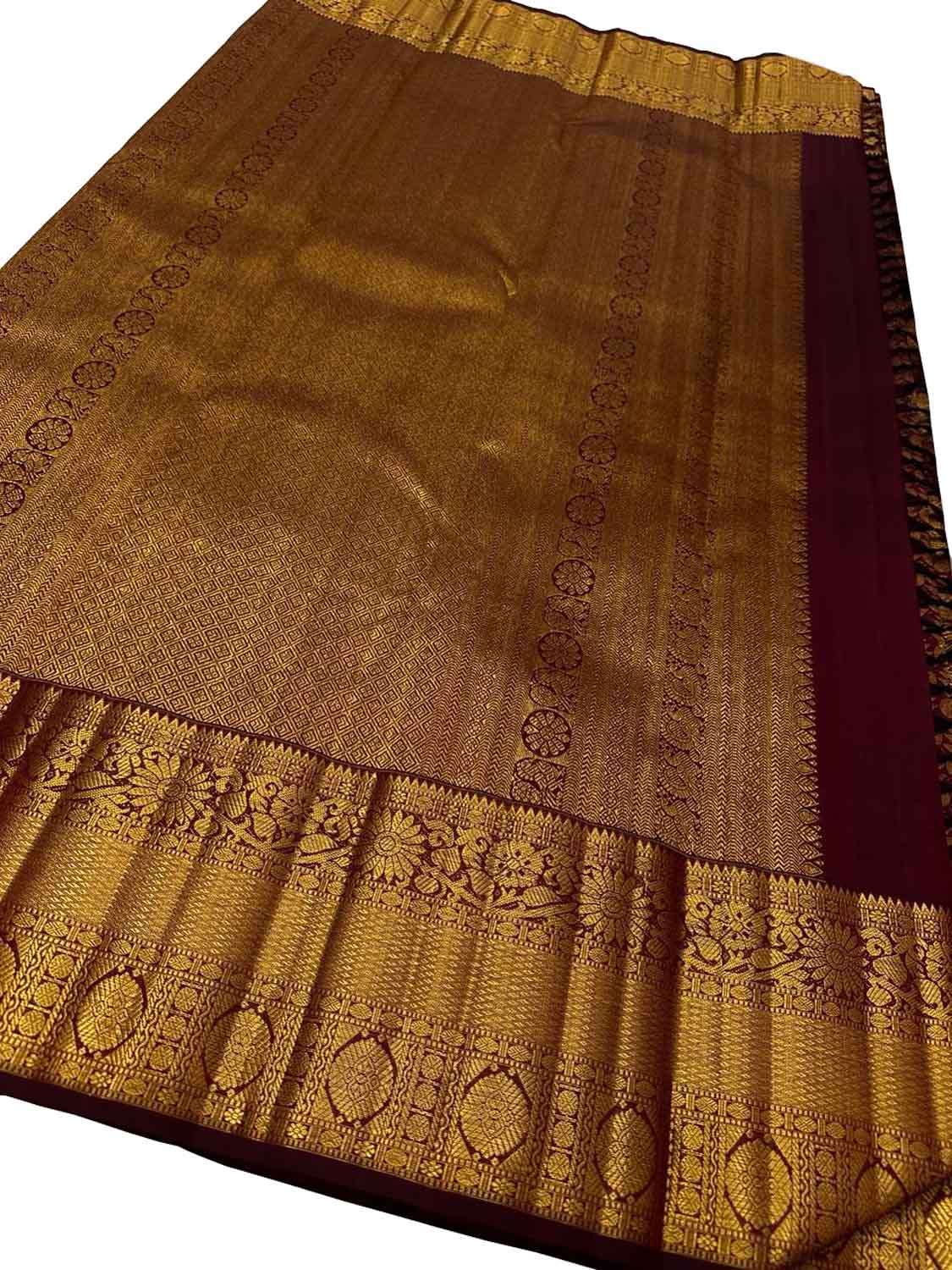 Elegant Maroon Handloom Kanjeevaram Silk Saree - Luxurion World
