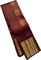 Elegant Maroon Handloom Kanjeevaram Silk Saree - Luxurion World