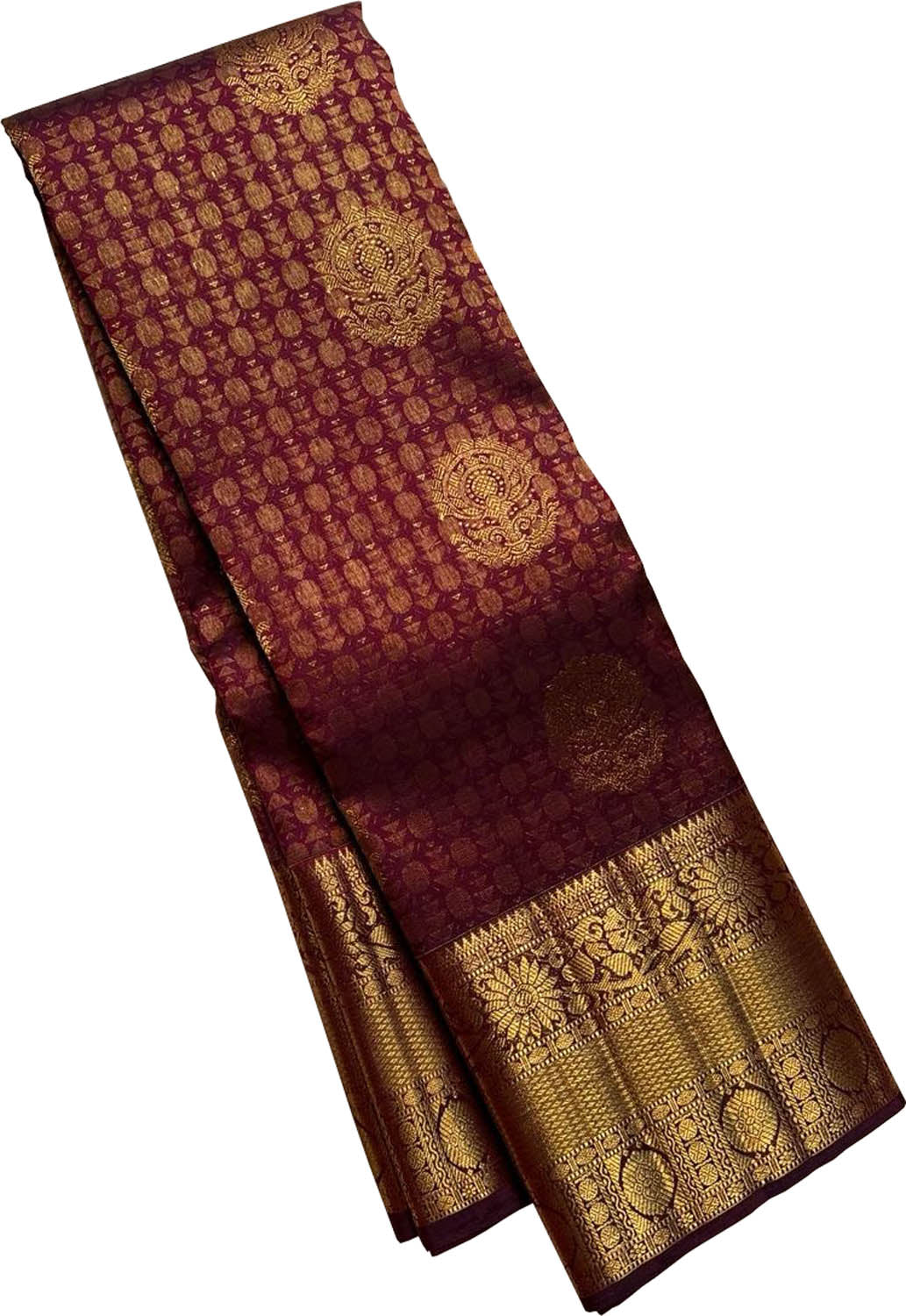 Elegant Maroon Handloom Kanjeevaram Silk Saree - Luxurion World