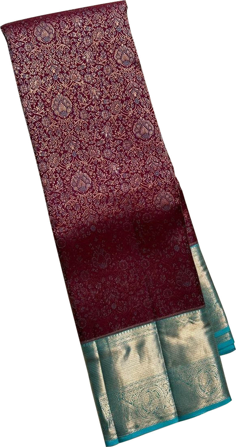 Maroon Handloom Kanjeevaram Pure Silk Saree - Luxurion World