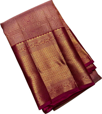 Stunning Pink Handloom Kanjeevaram Silk Saree - Luxurion World