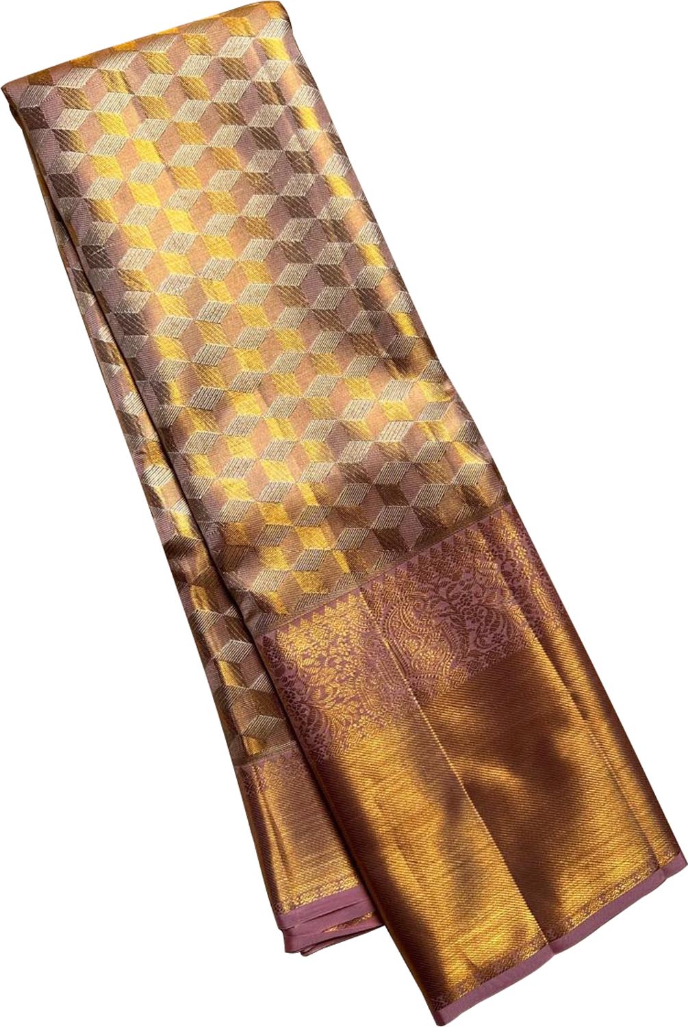 Exquisite Golden Kanjeevaram Silk Saree - Elegant Luxury - Luxurion World