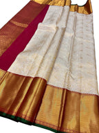 Elegant Off White Kanjeevaram Silk Saree - Luxurion World