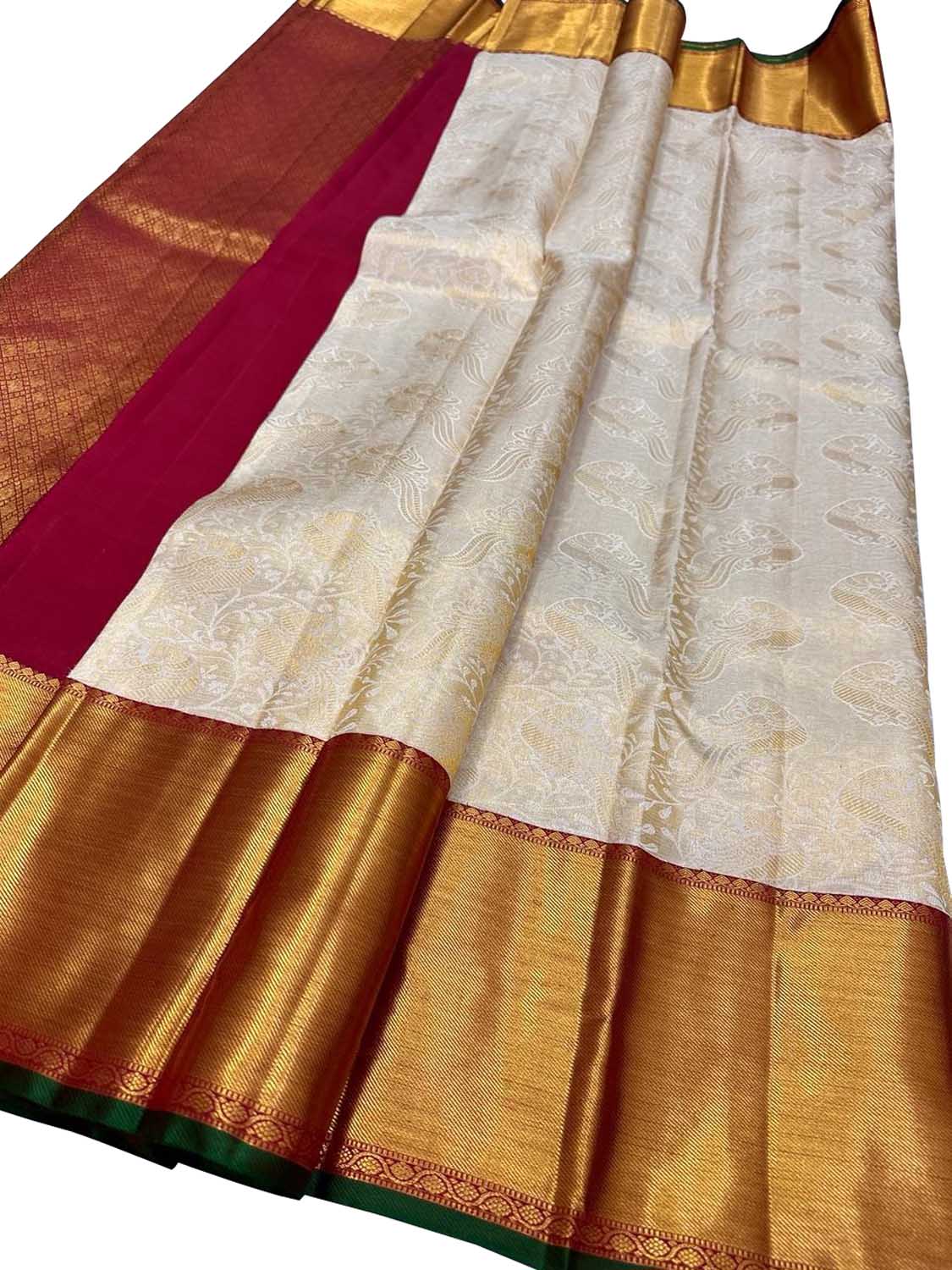 Elegant Off White Kanjeevaram Silk Saree - Luxurion World