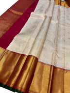 Elegant Off White Kanjeevaram Silk Saree - Luxurion World