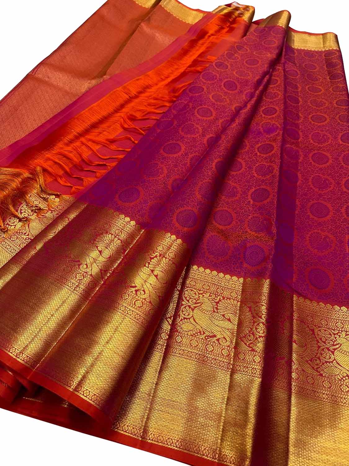 Exquisite Pink Handloom Kanjeevaram Silk Saree - Luxurion World