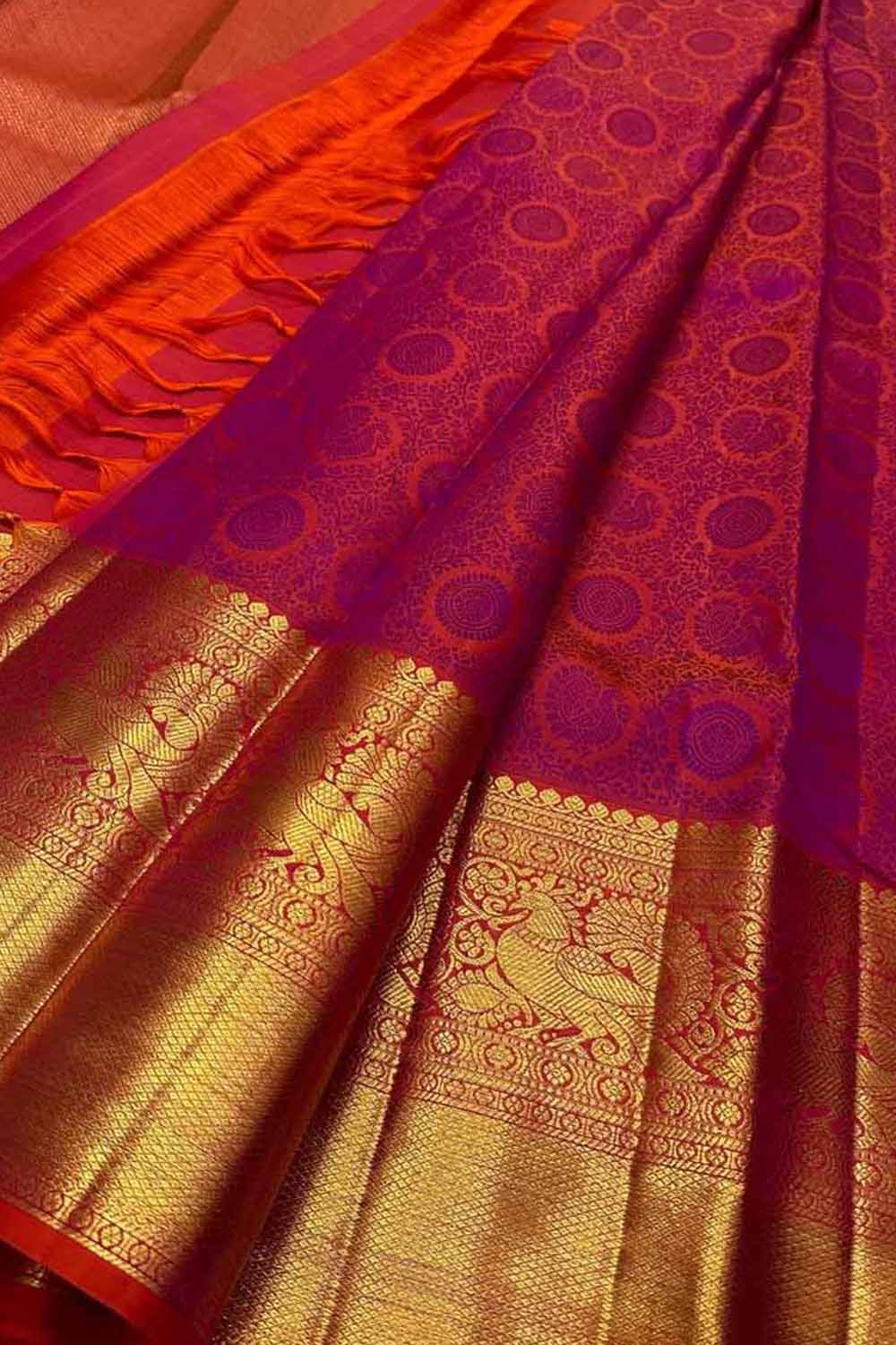 Exquisite Pink Handloom Kanjeevaram Silk Saree - Luxurion World