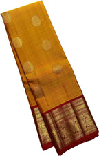 Yellow Handloom Kanjeevaram Pure Silk Saree - Elegant and Timeless - Luxurion World