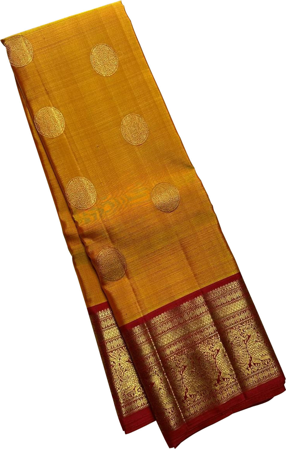Yellow Handloom Kanjeevaram Pure Silk Saree - Elegant and Timeless - Luxurion World