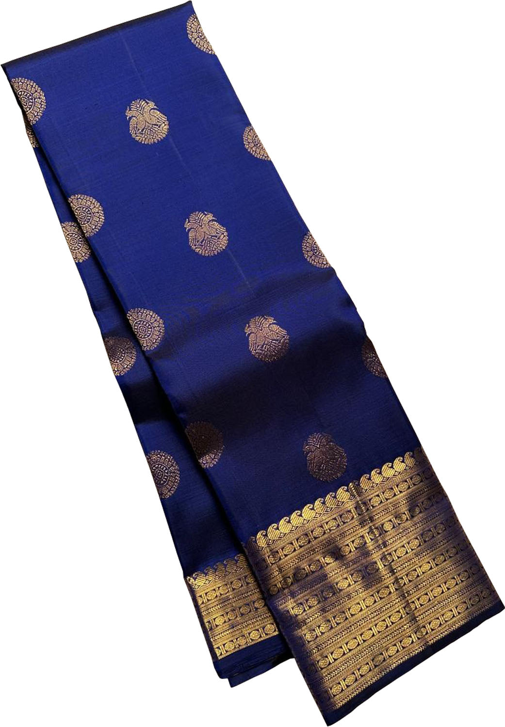 Royal Blue Kanjeevaram Handloom Silk Saree - Luxurion World