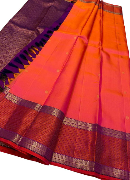 Exquisite Pink Kanjeevaram Silk Saree - Handloom Beauty - Luxurion World