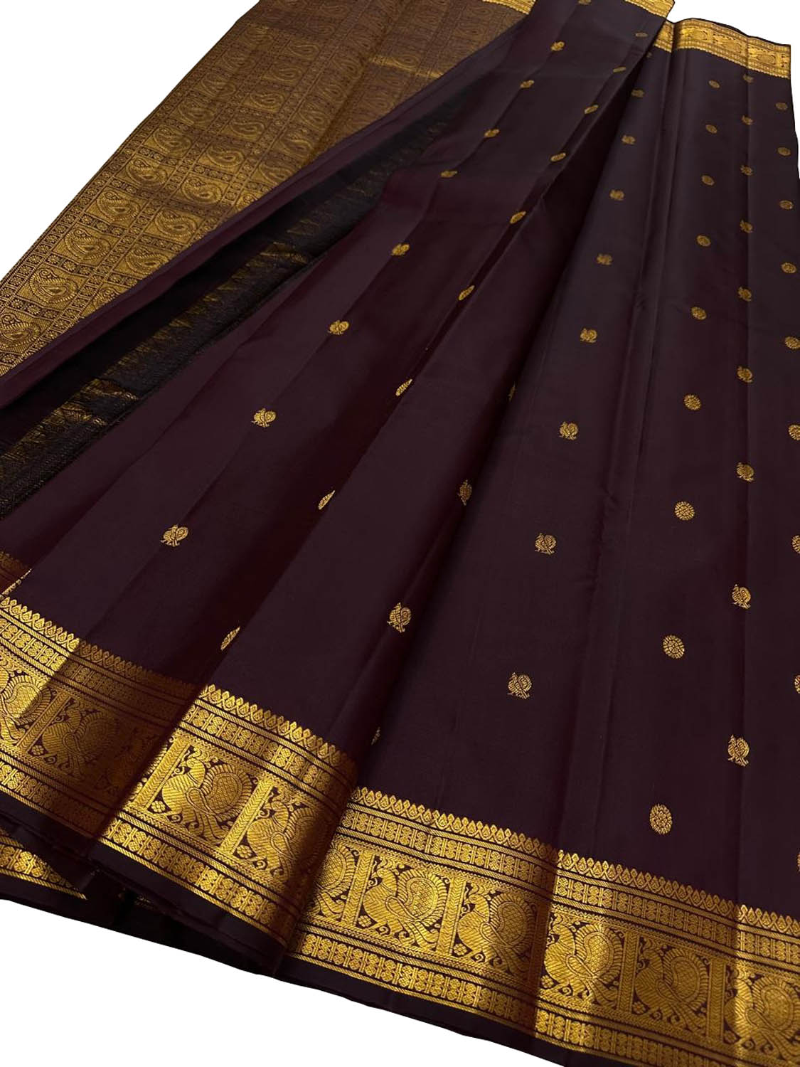 Exquisite Brown Kanjeevaram Silk Saree - Luxurion World