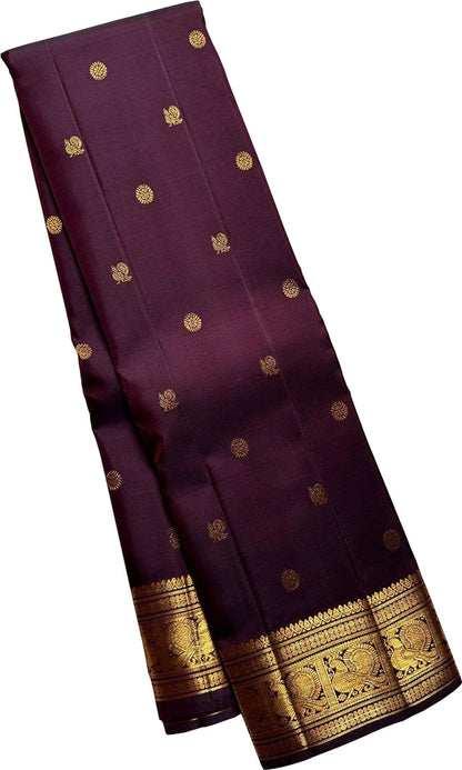 Exquisite Brown Kanjeevaram Silk Saree - Luxurion World