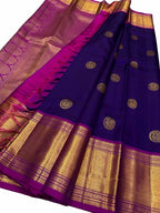 Exquisite Blue Kanjeevaram Silk Saree - Handloom Beauty - Luxurion World