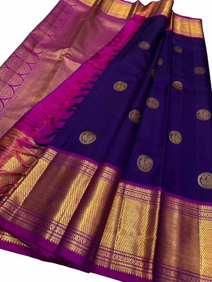 Exquisite Blue Kanjeevaram Silk Saree - Handloom Beauty - Luxurion World