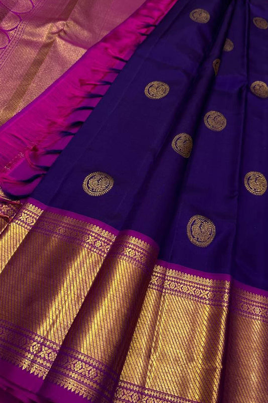 Exquisite Blue Kanjeevaram Silk Saree - Handloom Beauty - Luxurion World