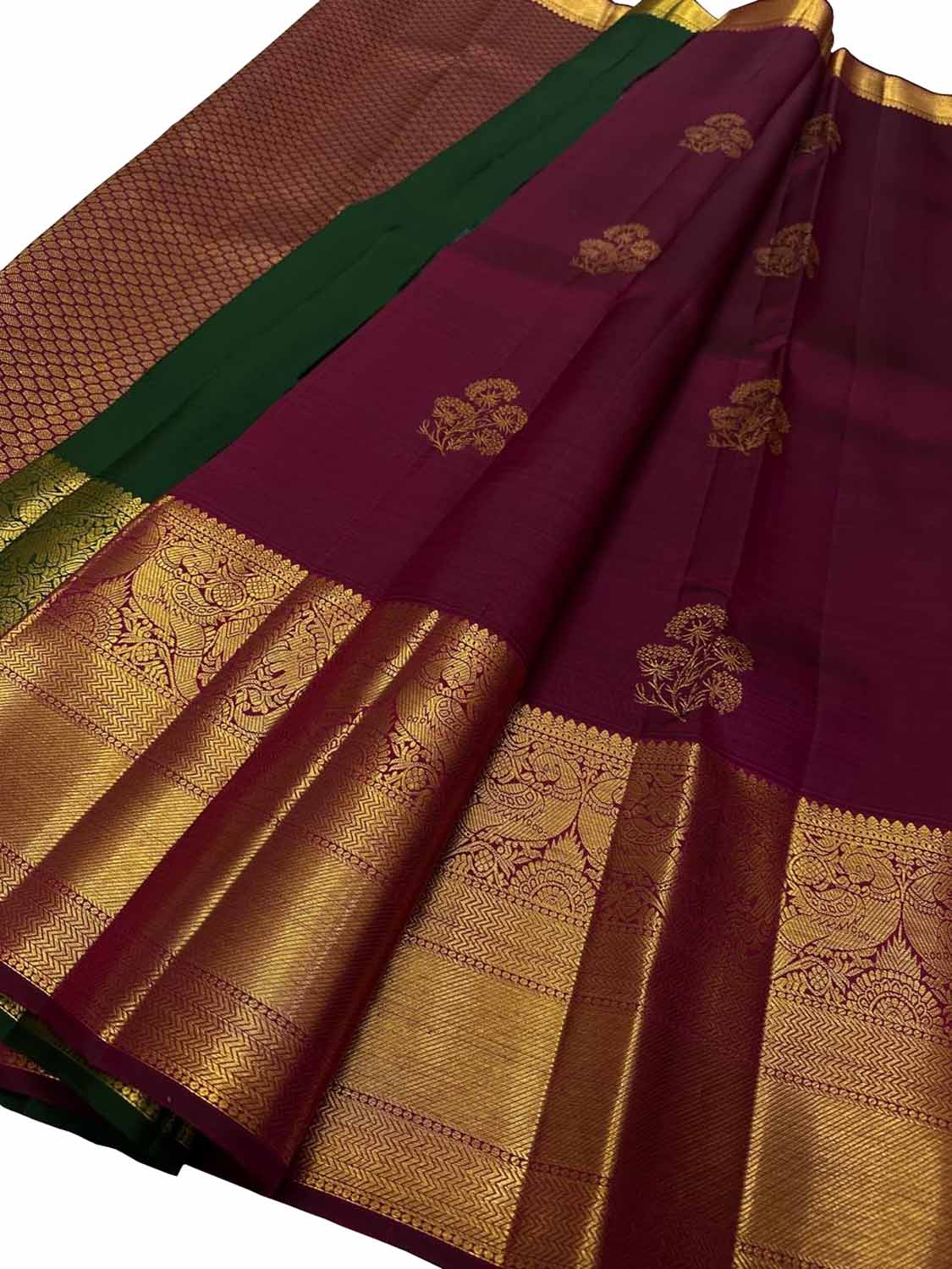 Exquisite Maroon Kanjeevaram Silk Saree - Luxurion World