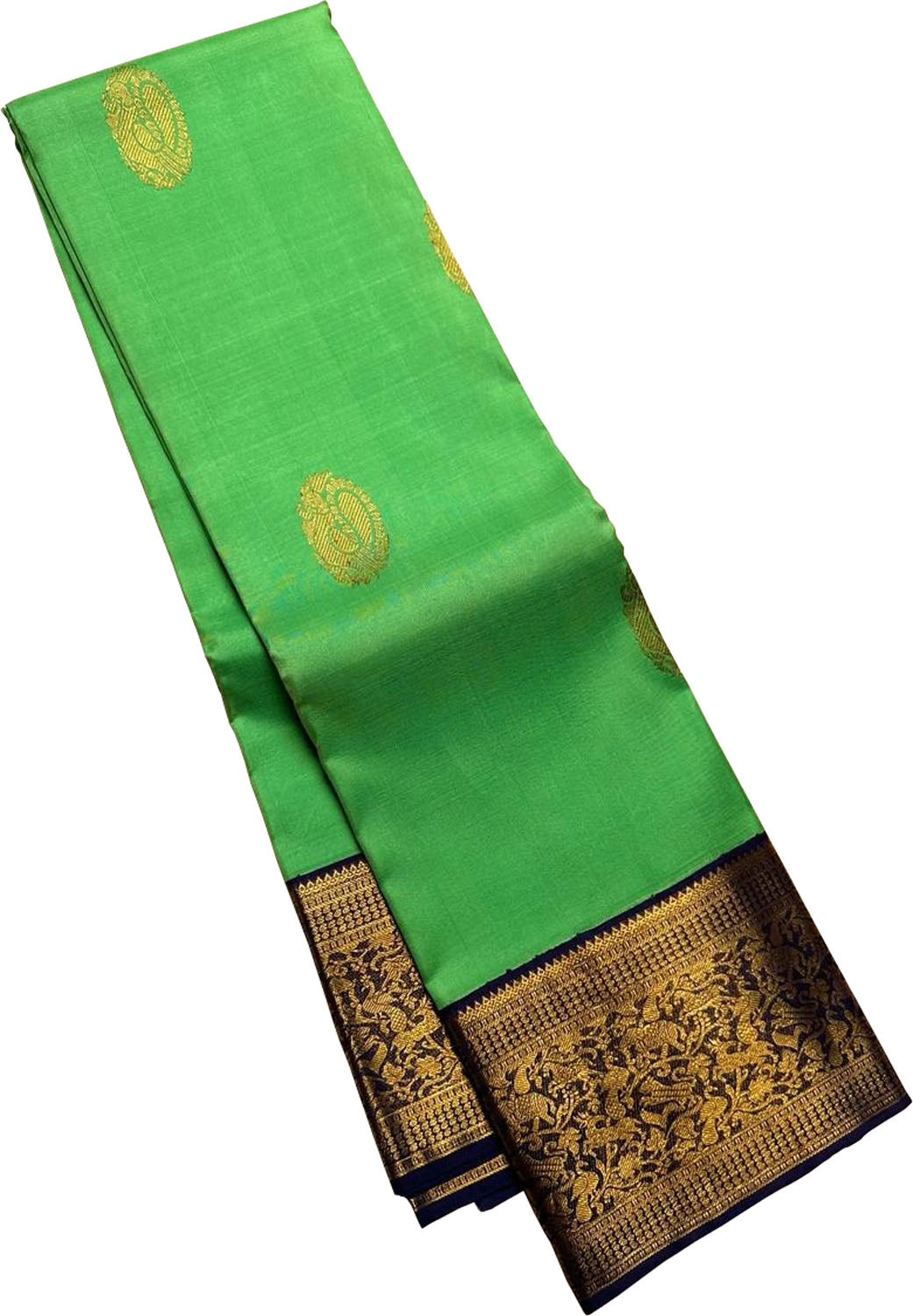Emerald Elegance: Green Kanjeevaram Silk Saree - Luxurion World