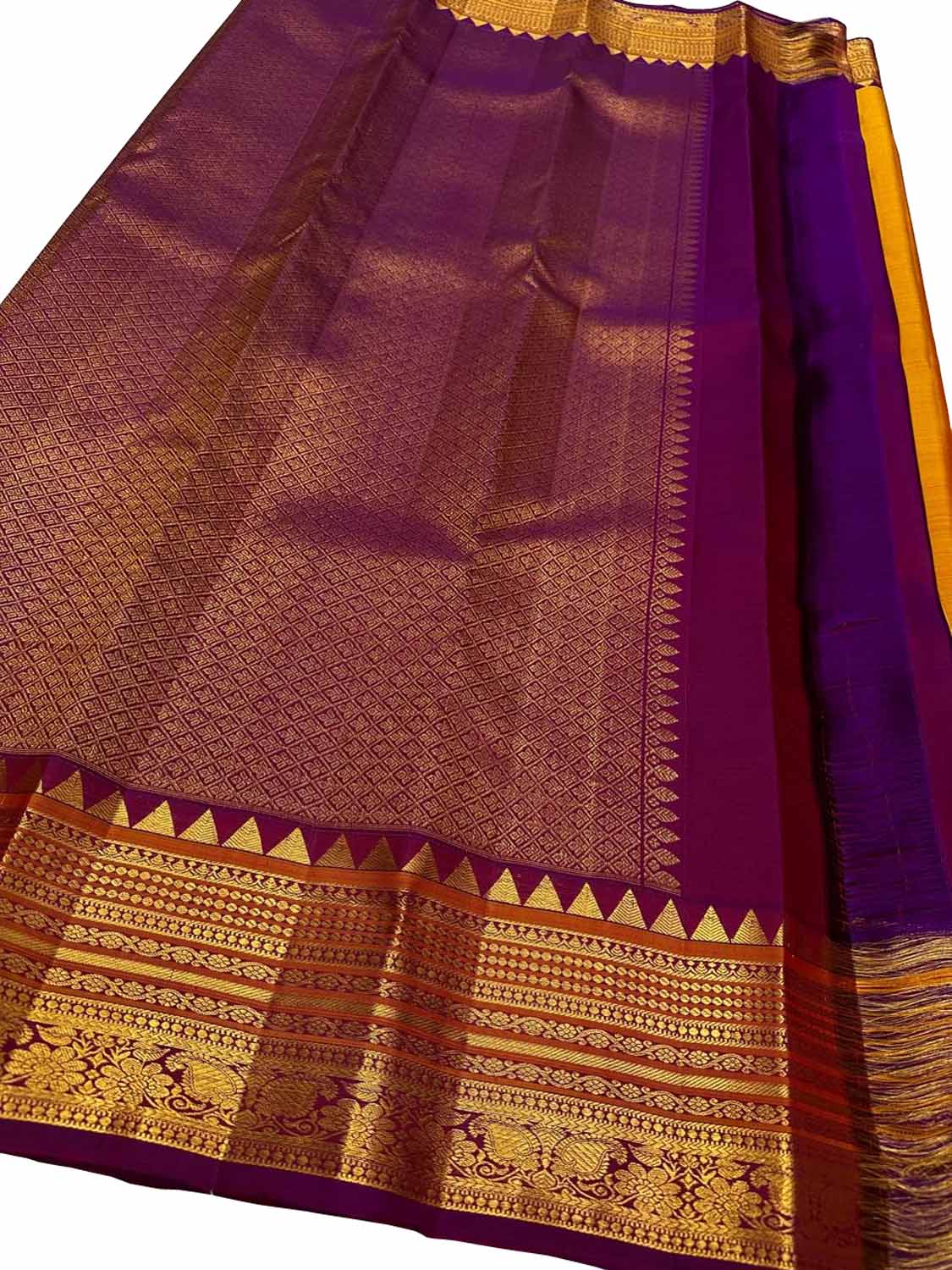 Orange Kanjeevaram Pure Silk Saree - Handloom Elegance - Luxurion World
