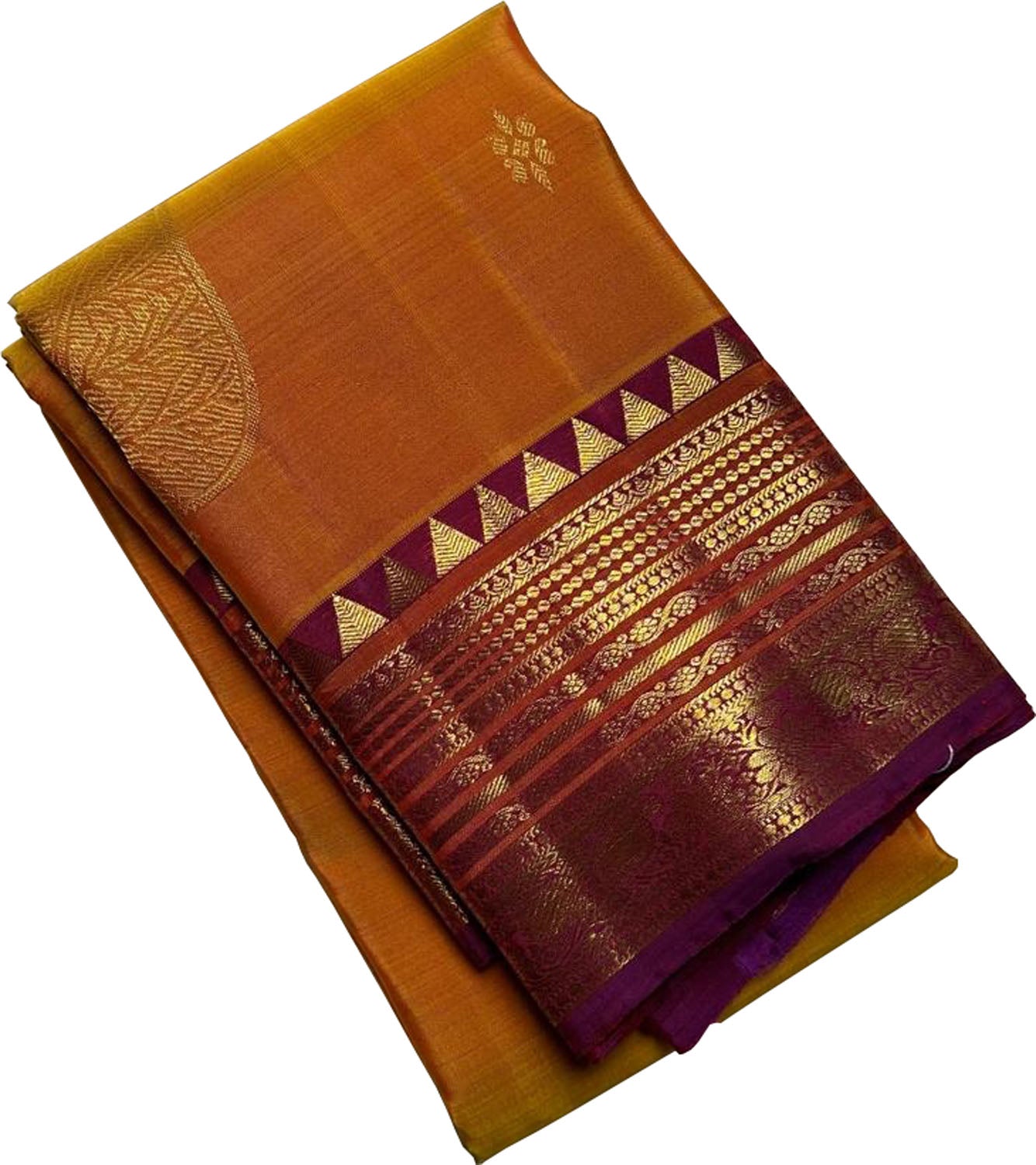 Orange Kanjeevaram Pure Silk Saree - Handloom Elegance - Luxurion World