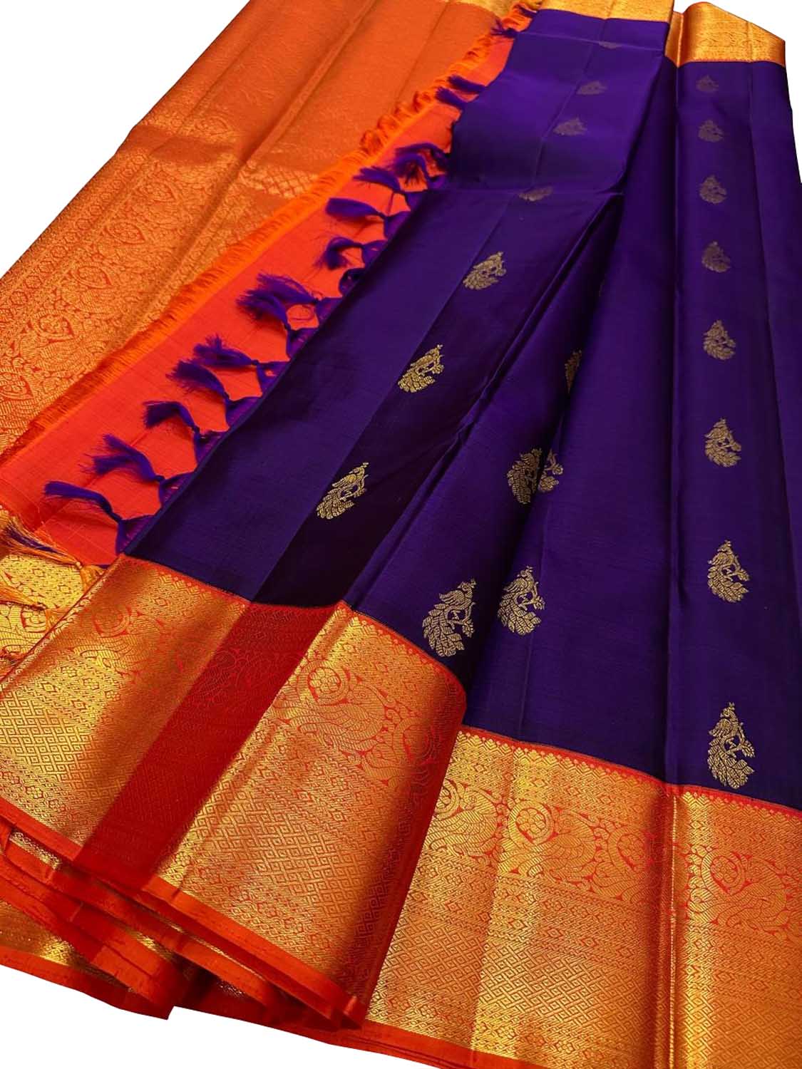 Exquisite Blue Kanjeevaram Silk Saree - Handloom Beauty - Luxurion World